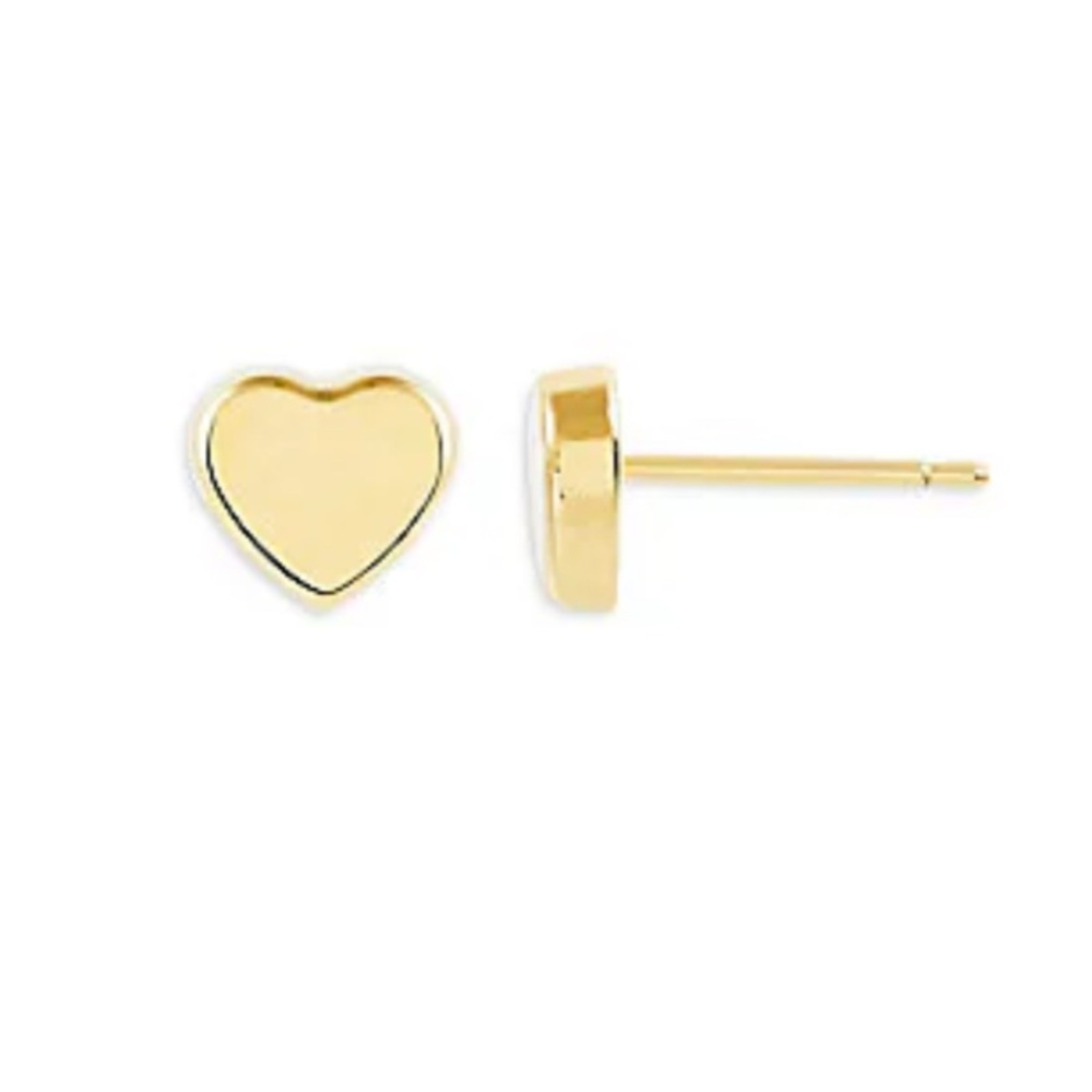 Solid 14k heart studs